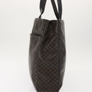 CELINE Macadam Canvas Tote Bag PVC Leather Black Gold Auth 146629-3
