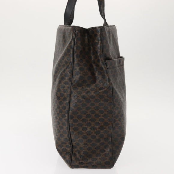 CELINE Macadam Canvas Tote Bag PVC Leather Black Gold Auth 146629