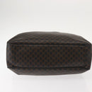 CELINE Macadam Canvas Tote Bag PVC Leather Black Gold Auth 146629-5