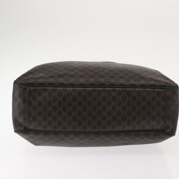 CELINE Macadam Canvas Tote Bag PVC Leather Black Gold Auth 146629