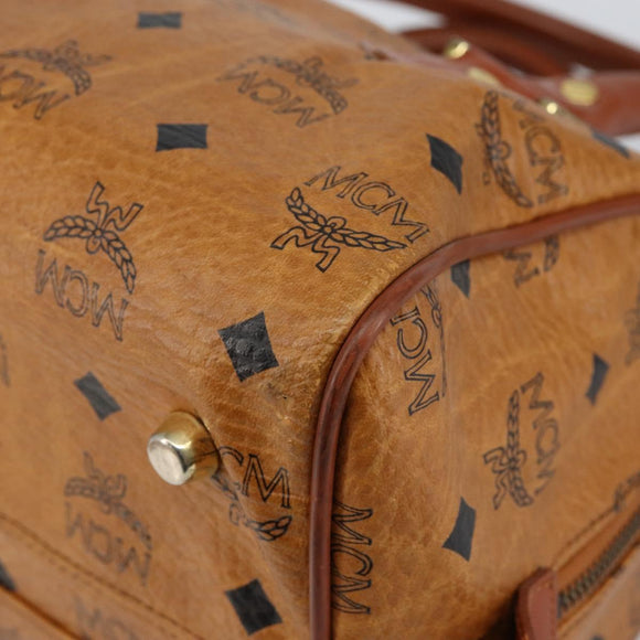 MCM Vicetos Logogram Hand Bag PVC Brown Gold Auth 146632