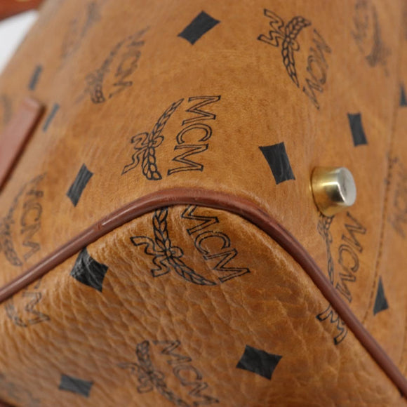 MCM Vicetos Logogram Hand Bag PVC Brown Gold Auth 146632