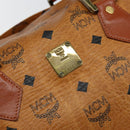 MCM Vicetos Logogram Hand Bag PVC Brown Gold Auth 146632-12