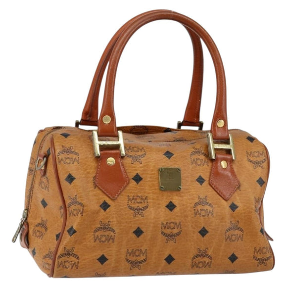 MCM Vicetos Logogram Hand Bag PVC Brown Gold Auth 146632