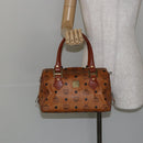 MCM Vicetos Logogram Hand Bag PVC Brown Gold Auth 146632-22