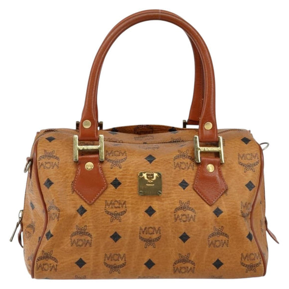 MCM Vicetos Logogram Hand Bag PVC Brown Gold Auth 146632