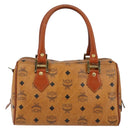 MCM Vicetos Logogram Hand Bag PVC Brown Gold Auth 146632-2