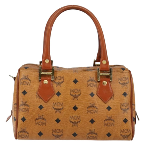 MCM Vicetos Logogram Hand Bag PVC Brown Gold Auth 146632