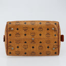 MCM Vicetos Logogram Hand Bag PVC Brown Gold Auth 146632-5