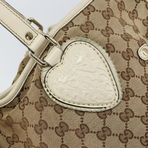 GUCCI GG Canvas Tote Bag Beige Gold 211954 Auth 146633