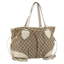 GUCCI GG Canvas Tote Bag Beige Gold 211954 Auth 146633-1
