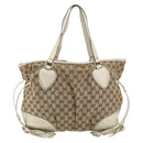 GUCCI GG Canvas Tote Bag Beige Gold 211954 Auth 146633-13