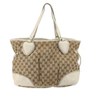 GUCCI GG Canvas Tote Bag Beige Gold 211954 Auth 146633-2