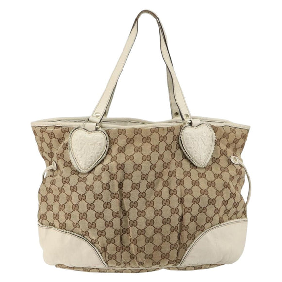 GUCCI GG Canvas Tote Bag Beige Gold 211954 Auth 146633
