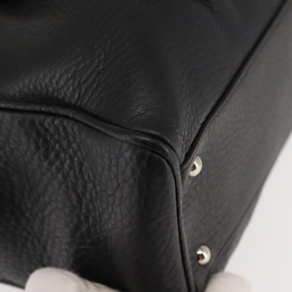 Salvatore Ferragamo Gancini Shoulder Bag Leather Black Silver Auth 146635