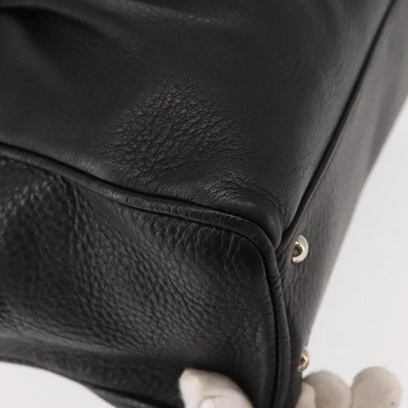 Salvatore Ferragamo Gancini Shoulder Bag Leather Black Silver Auth 146635