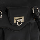 Salvatore Ferragamo Gancini Shoulder Bag Leather Black Silver Auth 146635-17