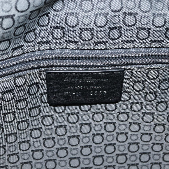 Salvatore Ferragamo Gancini Shoulder Bag Leather Black Silver Auth 146635