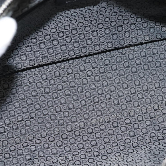 Salvatore Ferragamo Gancini Shoulder Bag Leather Black Silver Auth 146635