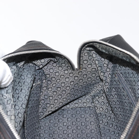 Salvatore Ferragamo Gancini Shoulder Bag Leather Black Silver Auth 146635