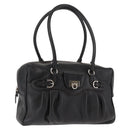 Salvatore Ferragamo Gancini Shoulder Bag Leather Black Silver Auth 146635-1