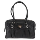 Salvatore Ferragamo Gancini Shoulder Bag Leather Black Silver Auth 146635-13