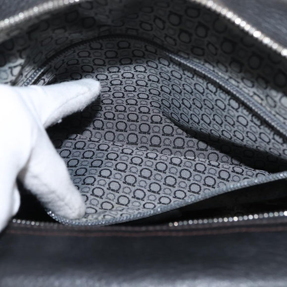 Salvatore Ferragamo Gancini Shoulder Bag Leather Black Silver Auth 146635