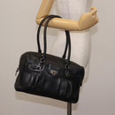Salvatore Ferragamo Gancini Shoulder Bag Leather Black Silver Auth 146635-21