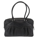 Salvatore Ferragamo Gancini Shoulder Bag Leather Black Silver Auth 146635-2