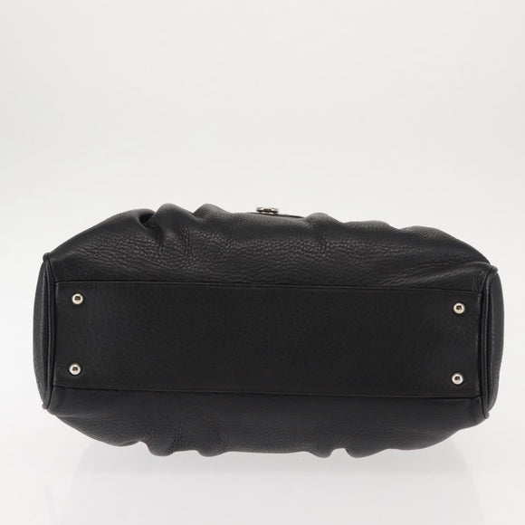 Salvatore Ferragamo Gancini Shoulder Bag Leather Black Silver Auth 146635