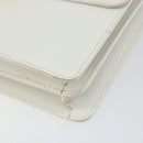 CELINE Hand Bag Leather White Gold Auth 146638-9