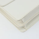 CELINE Hand Bag Leather White Gold Auth 146638-14