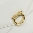 CELINE Hand Bag Leather White Gold Auth 146638-17