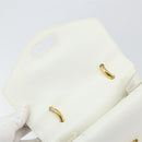 CELINE Hand Bag Leather White Gold Auth 146638-10