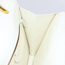 CELINE Hand Bag Leather White Gold Auth 146638-19