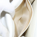 CELINE Hand Bag Leather White Gold Auth 146638-21