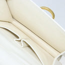 CELINE Hand Bag Leather White Gold Auth 146638-22