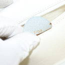 CELINE Hand Bag Leather White Gold Auth 146638-12