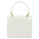 CELINE Hand Bag Leather White Gold Auth 146638-2