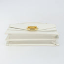CELINE Hand Bag Leather White Gold Auth 146638-5