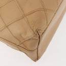 CHANEL Bicolore Shoulder Bag Lamb Skin Beige Silver CC Auth 146639-15