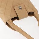 CHANEL Bicolore Shoulder Bag Lamb Skin Beige Silver CC Auth 146639-6