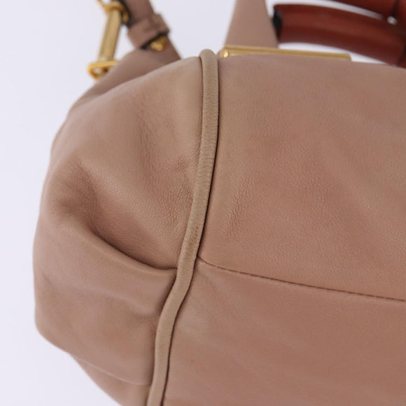 Chloe Etel Hand Bag Leather 2way Pink Gold Auth 146649