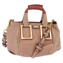 Chloe Etel Hand Bag Leather 2way Pink Gold Auth 146649-1