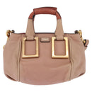 Chloe Etel Hand Bag Leather 2way Pink Gold Auth 146649-13