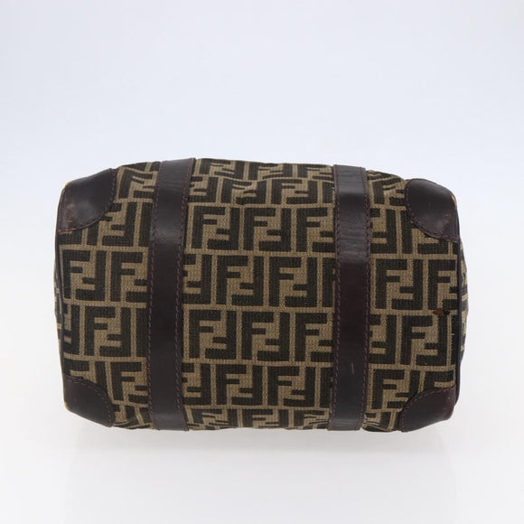 FENDI Zucca Canvas Hand Bag Black Brown Auth 146650