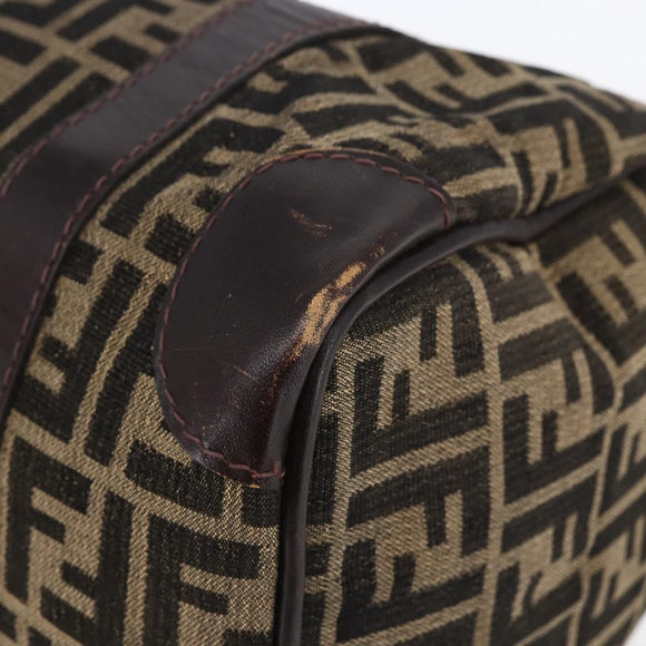 FENDI Zucca Canvas Hand Bag Black Brown Auth 146650