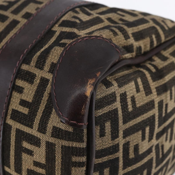 FENDI Zucca Canvas Hand Bag Black Brown Auth 146650