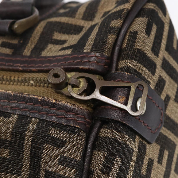 FENDI Zucca Canvas Hand Bag Black Brown Auth 146650