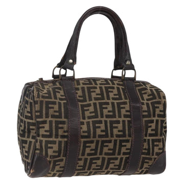 FENDI Zucca Canvas Hand Bag Black Brown Auth 146650